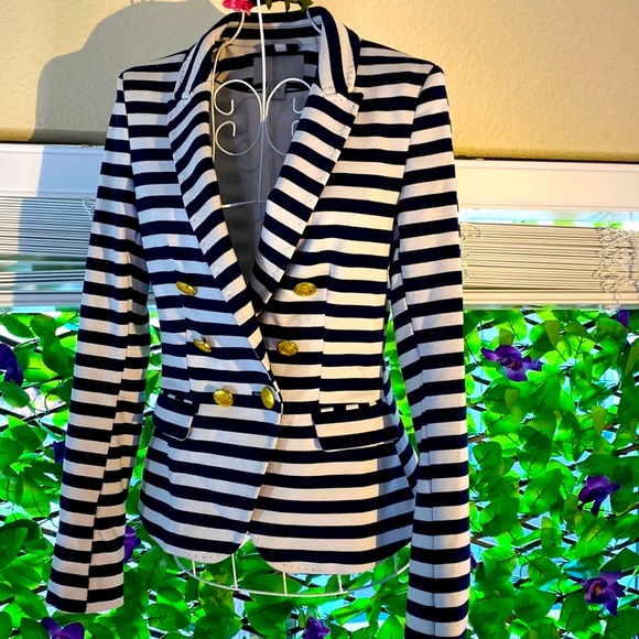 H&M navy blue & white striped jacket - Picture 1 of 15